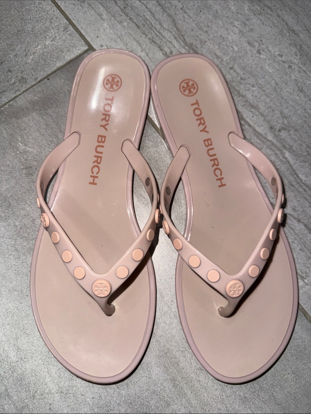 Tory Burch Light Pink Logo Jelly Sandal Thongs